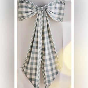 Anthropologie BLUE & WHITE Gingham Bow Tree Topper